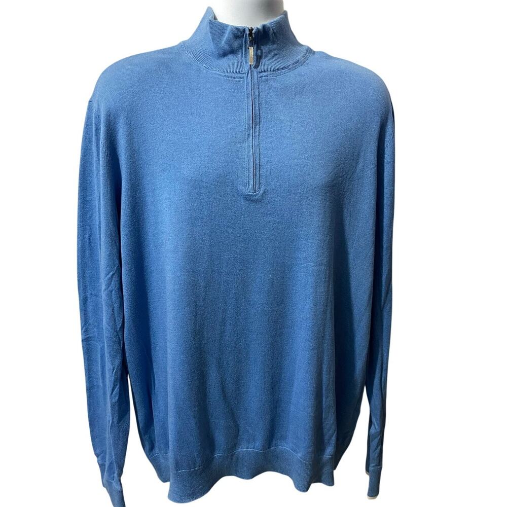 Vintage Robert Graham Blue Quarter Zip Pullover Mens Size 2XL
